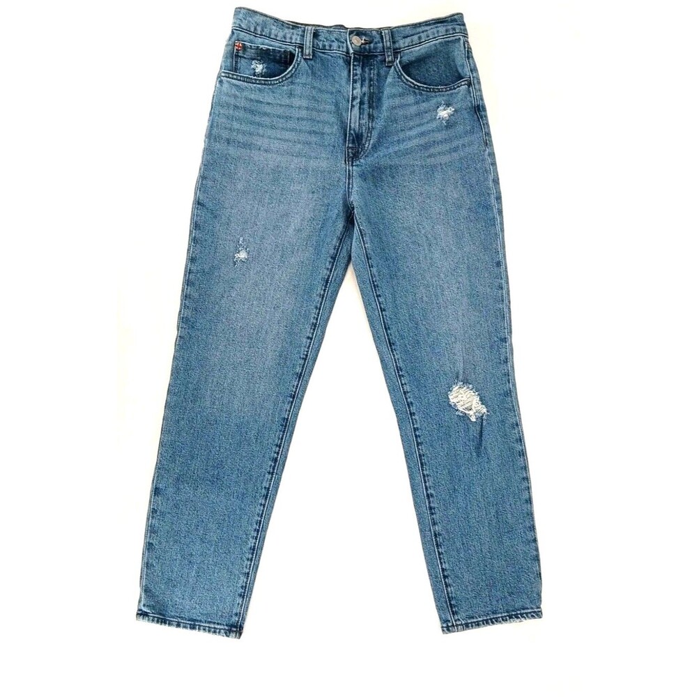 Hudson Kass Women's High Rise Straight Leg Distressed Jeans Light Wash Size 26